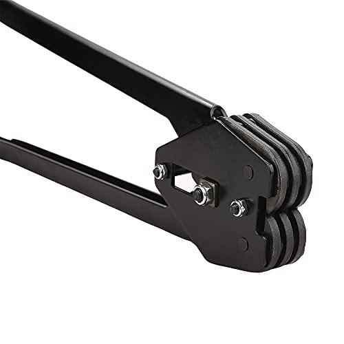 Strapping Sealer for Both Poly & Polyester Strap, Strength Saving Heavy Duty Manual Banding Tool for 1/2" - 3/4" Width Plastic Strap, 20" Long Handle (Black) - color: Black Sealer