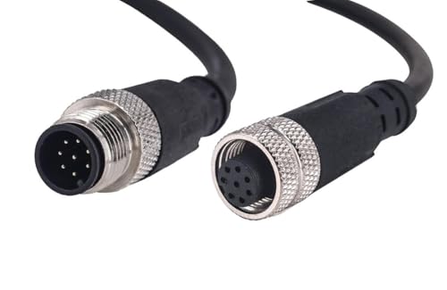 M12 8-Pin Male to Female Connector Cable – Industrial Waterproof Sensor Extension Wire, A-Coded Safe Signal Cord for Automation, Robotics, Machinery - size: 2m, style: 8pin Male to Female