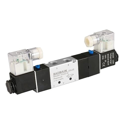 Baomain Solenoid Valve 4V330C-08 DC 24V PT1/4'' 4.8W 5 Way 2 Position