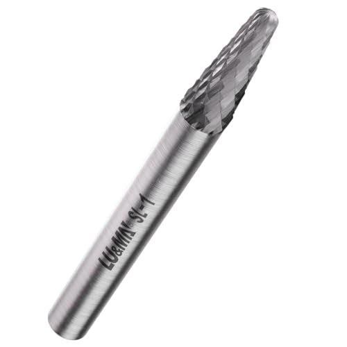 LU&MN SL-1 Tungsten Carbide Double-Cut Rotary Burr, 1/4" Shank, 1 PCS - size: SL-1