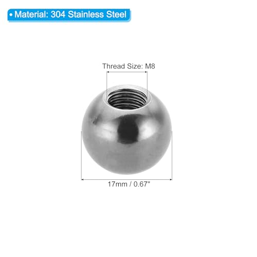 PATIKIL M8x17mm Ball Nuts Knob, 2 Pcs Female Thread 304 Stainless Steel Round Blind Hole Screw Cap Cover for Lighting Machinery DIY Decoration, Silver - size: M8x17mm
