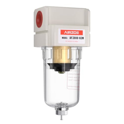 AIRZOE 1/4" NPT Compressed Air Filter AF2000-02M, Manual Drain,0-150psi - size: 1/4" NPT