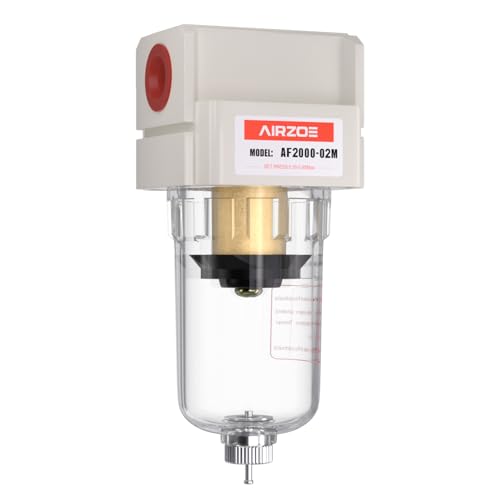 AIRZOE 1/4" NPT Compressed Air Filter AF2000-02M, Manual Drain,0-150psi - size: 1/4" NPT