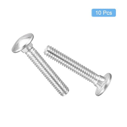 uxcell 1/4-20x1-1/2 Carriage Bolt, 10pcs Round Head Square Neck Screws, 304 Stainless Steel, Fully Threaded, Silver - size: 1/4-20x1-1/2"