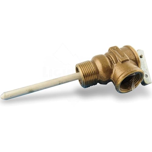 Camco Automatic Temperature and Pressure Relief Valve with Extension Probe and Lever | Features an All Brass Body with a Stainless Steel Pressure Spring | (10473) - size: One Size