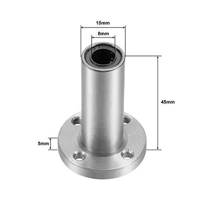 uxcell LM8UU Extra Long Round Flange Linear Ball Bearings, 8mm Bore Dia, 15mm OD, 45mm Length(Pack of 2) - size: 8mm