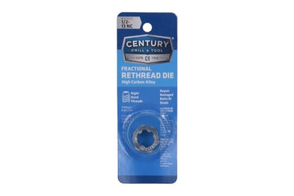 Century Drill & Tool 92909 Fractional Right Hand Rethreading Die, 1/2-13 NC - size: 1/2-13 NC