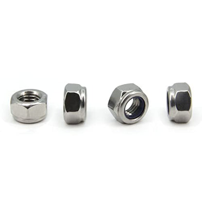 M12 x 1.75mm Pitch 304 Stainless Steel Self-Locking Hex Lock Nuts, Nylon Insert LockNuts Silver Metric Self Clinching Hex Lock Nuts for Hardware Parts, 20pcs/Pack (M12-20pcs) - size: M12-20pcs
