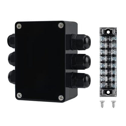 JINDOUZI ABS IP67 Waterproof Dustproof Electrical Junction Box, with 15A 600V Barrier Terminal Cable Connector, 3IN/3Out Power Junction Box（3.93 * 2.67 * 1.96in） - size: 3T3 3.93"x 2.67"x1.96"A