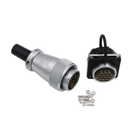 WS24 19 Pin Aviation Circular Power Electrical Connector 5A 500V Male Cable Plug + Female Panel Socket Dustproof Industrial Metal Shell - size: 19 pin 5A