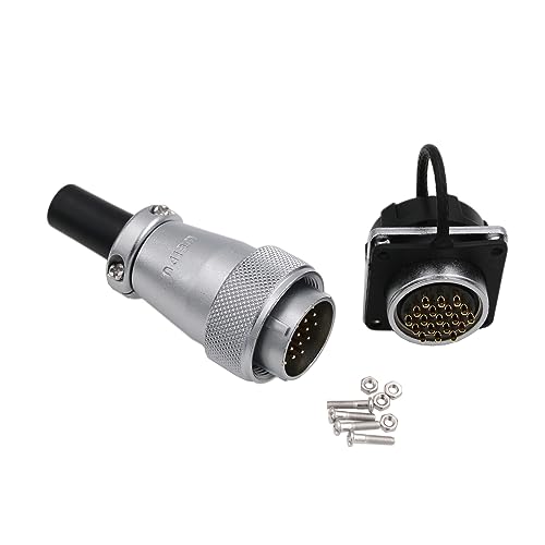 WS24 19 Pin Aviation Circular Power Electrical Connector 5A 500V Male Cable Plug + Female Panel Socket Dustproof Industrial Metal Shell - size: 19 pin 5A