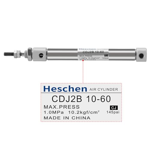 Heschen Stainless Steel Slim Air Pneumatic Cylinder, CDJ2B 10-60, M5 Port, 10mm Bore, 60mm Stroke, Double Acting Single Rod - size: 60mm Stroke