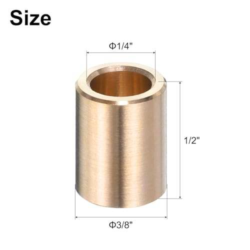 uxcell 4pcs Sleeve Bearings 1/4" Bore x 3/8" OD x 1/2" Length Self-Lubricating Brass Bushing - size: 1/4" Bore x 3/8"OD x 1/2 " Length