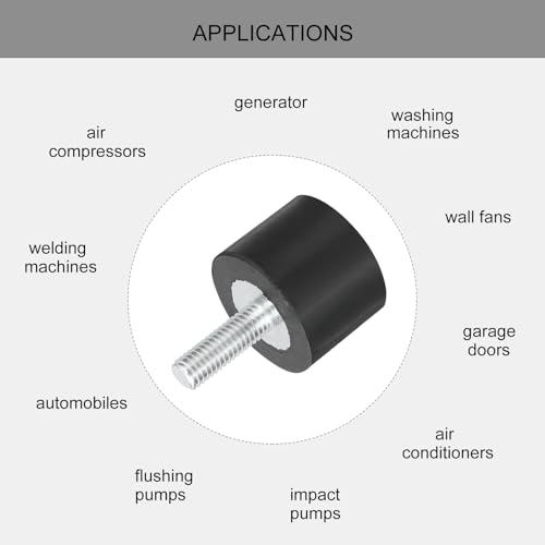 uxcell M5 Thread Rubber Mounts, Vibration Isolators, Cylindrical Shock Absorber with Studs 20 x 15mm 8pcs - size: M5x20x15mm
