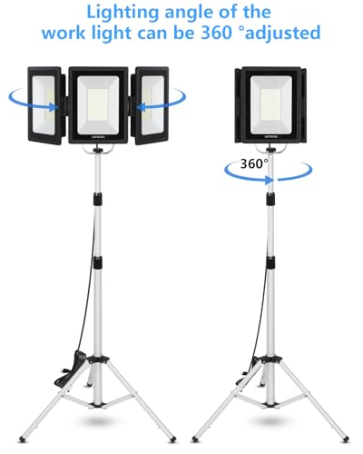 UFOND 21000LM LED Work Light with Stand, Foldable Worklight 3 Brightness - color: Black