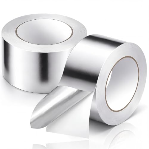 2 Pack Aluminum Foil Sealing Tape 2.5" x 60 yd Silver Aluminum Foil Tape for HVAC, Duct, Pipe, and Metal Insulation and Repair