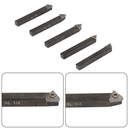 Carbide Turning Tool Set for Lathes - 1/4 TCMT090204 Inserts and Holder, 5 Pcs Metal Machining Kit