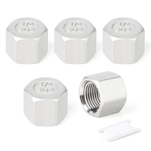 TAISHER 5Pcs 304 SS Cap Pipe Plug Socket Fitting 1/4" NPT Female - size: 1/4" FNPT(Cap)