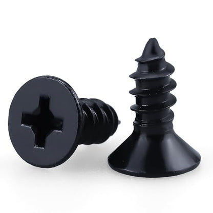#6 x 3/8" Flat Head Phillips Sheet Metal Tek Screws, 304 Stainless Steel 18-8, Black Oxide Coated Finish, Corrosion Resistant Flat Head Wood Screws, 100 PCS - size: #6 x 3/8"