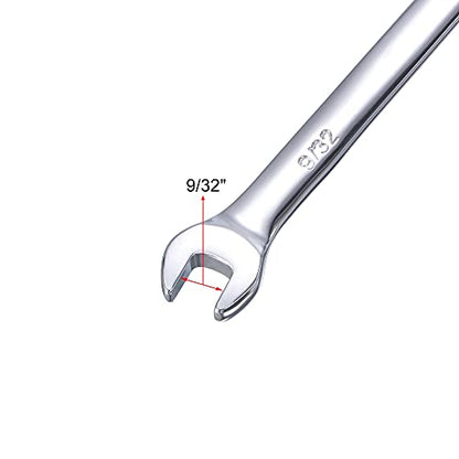 uxcell 9/32 Inch Ratcheting Combination Wrench SAE 72 Teeth 12 Point Ratchet Box Ended Spanner Tools, Cr-V - size: 9/32"
