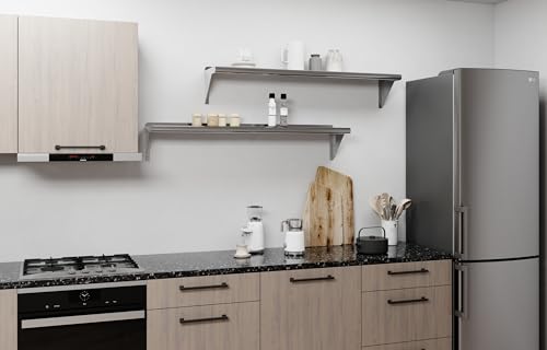 AmGood 10 in. x 48 in. Stainless Steel Wall Shelf with Backsplash - Holds 205 lbs - NSF 18-Gauge, Bullnose Edge | Long Shelf for Laundry, Garage & Pantry - size: 10 in. x 48 in.
