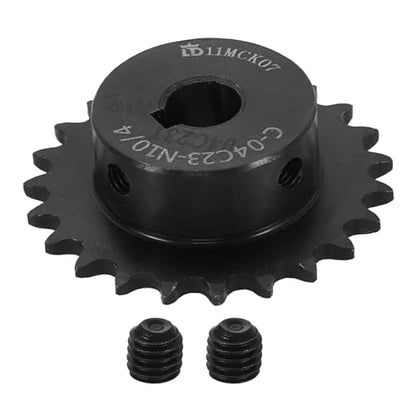 uxcell #25 Chain Roller Sprocket 10mm Bore 49.5mm OD, 23 Tooth C45 Carbon Steel ANSI #25 Roller Sprocket Round Hole with 4x1.8mm Keyway & Set Screws for ISO 04C Chain, Black - size: 10mm Bore 49.5mm OD, 23 Tooth, 4x1.8mm Keyway