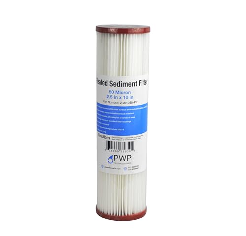 Pleated Poly Sediment Water Filter Cartridge Standard 2.5x10" 50 Micron 25 Pack