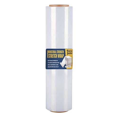 Rockin Rolls Stretch Film Wrap 18" x 1500 FT x 80 Gauge, 1 Roll Pallet Wrap - color: Clear, size: 1 Roll