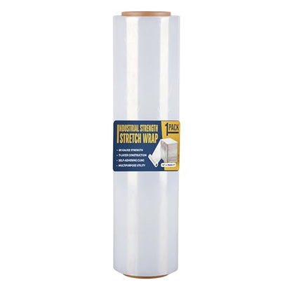 Rockin Rolls Stretch Film Wrap 18" x 1500 FT x 80 Gauge, 1 Roll Pallet Wrap - color: Clear, size: 1 Roll