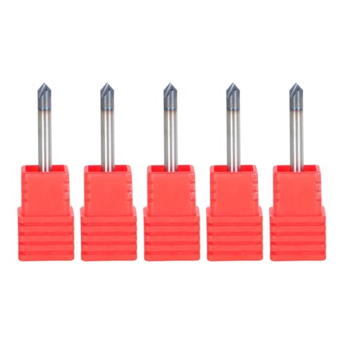 5Pcs 1/8 Inch Helix Carbide End Mill 4 Flute 90 Degree Chamfer Angle Replacement for Aluminum Cutting Non Ferrous Metal Up Cutting