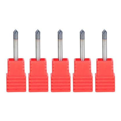 5Pcs 1/8 Inch Helix Carbide End Mill 4 Flute 90 Degree Chamfer Angle Replacement for Aluminum Cutting Non Ferrous Metal Up Cutting