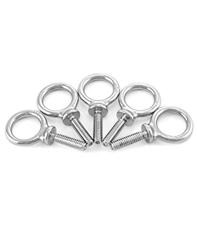 QWORK Eye Bolt, 20 Pack 1/4" - 20 x 1 Marine Grade Stainless Steel Lifting Ring Threaded Eyebolt Machinery Shoulder Eyebolts - color: 20 Pack, size: 1/4" - 20 x 1"
