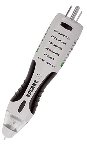Sperry Instruments VD7504GFI DualCheck 2-in-1 Non-Contact Voltage Detector + GFCI Outlet Circuit Analyzer, 360° Visual & Audible Indicators, 50-1000V AC, 250 lb. Crush Rating