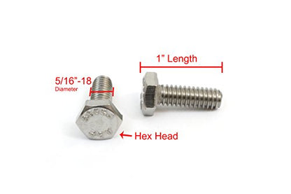 Bolt Dropper 5/16""-18 x 1 Stainless Hex Head Bolts (50 pk) - 18-8 Stainless Steel Self Tapping Sheet Metal Screws for Indoor and Outdoor Use, DIY Projects, Woodworking and More - size: 5/16"-18 x 1"