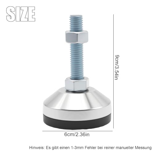 Adjustable Feet Levelers Leg Leveler 2.36" Dia Base, Adjustable Foot M12 Thread, Bracket 5280LB, Suitable for Cabinet, Table, Workbench, Machine (12)