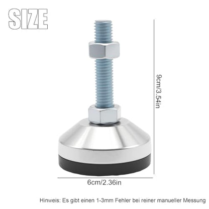 Adjustable Feet Levelers Leg Leveler 2.36" Dia Base, Adjustable Foot M12 Thread, Bracket 5280LB, Suitable for Cabinet, Table, Workbench, Machine (12)