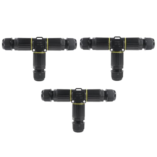 3PCS IP68 Waterproof Electrical Cable Connector, Outdoor 2 Pin T Shape Junction Box, Electrical Wire Connector for 5-9mm Wire Range - color: 3pcs, 3pin, T shape