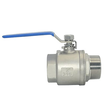1Pcs 2 Inches Ball Valve - Full Port Heavy Duty Male NPT (MNPT) X Female NPT (FNPT) Thread with Long Handle Switch,Stainless Steel 304 for Water, Oil, and Gas,1000WOG - size: 2 Inch