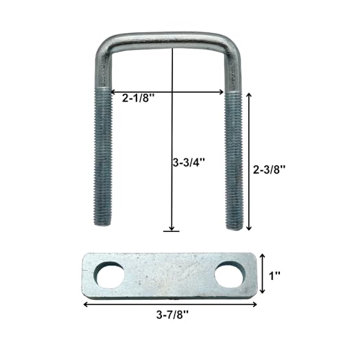 4 Pack Square U-Bolt for Trailer- Fits 2 Inch Wide Leaf Springs, Galvanized Steel Clamp Set, Secure Fit for Truck, Boat and Trailers - size: Fits Up To 2 Inch Wide Leaf Springs