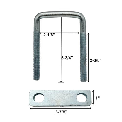 4 Pack Square U-Bolt for Trailer- Fits 2 Inch Wide Leaf Springs, Galvanized Steel Clamp Set, Secure Fit for Truck, Boat and Trailers - size: Fits Up To 2 Inch Wide Leaf Springs
