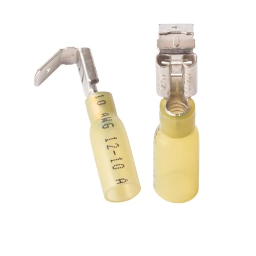 50 PCS Heat Shrink Piggyback Spade Connectors, Insulated Quick Disconnect Crimp Terminal, Electrical Butt Terminals for Marine, Electronics, Automotive AWG 12-10-Yellow - style: AWG 12-10/Yellow