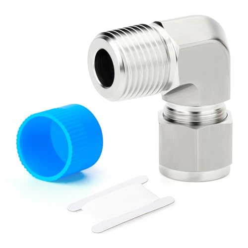 TAISHER 1PCS 316 Stainless Steel 90 Degree Compression Tube Pipe Fitting Connector, 1/4" Tube OD x 1/4" NPT Male Adapter - size: 1/4" OD x 1/4" MNPT