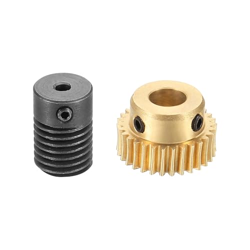 uxcell Worm Gear Set Right Rotation 30T 0.5 Module 1:30 Reduction Rate - size: Gear-6mm, Rod-3mm Bore, style: 0.5M-30T
