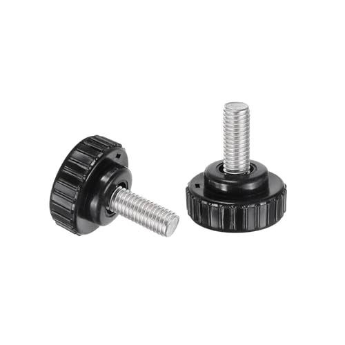 uxcell 2pcs Knurled Clamping Knobs M8 x 20mm Metric 304 Stainless Steel Male Thread Thumb Screw on Type 30mm Plastic Round Head Threaded Hand Bolt Stud Knobs Black - size: M8 x 20mm x 30mm