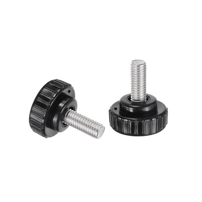 uxcell 2pcs Knurled Clamping Knobs M8 x 20mm Metric 304 Stainless Steel Male Thread Thumb Screw on Type 30mm Plastic Round Head Threaded Hand Bolt Stud Knobs Black - size: M8 x 20mm x 30mm