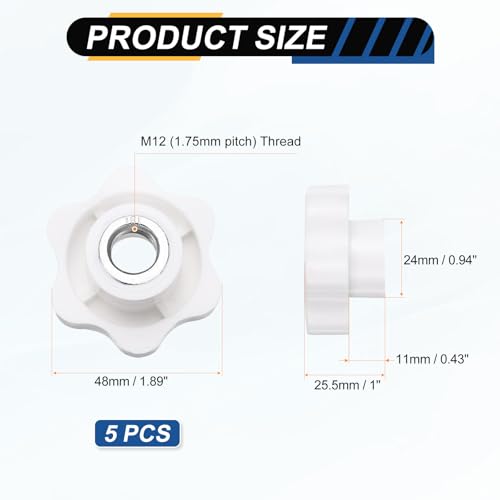 HARFINGTON 5pcs Star Knobs M12 Female Thread 48mm Head Iron Insert White - color: White, size: M12 x 48mm