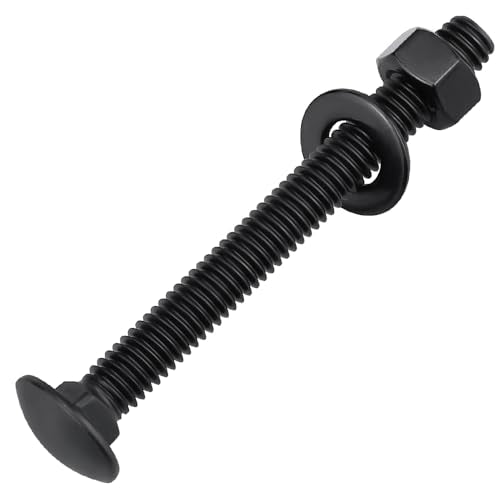 1/2-13 x 3-1/2" (4 Sets) Carriage Bolts Black, 304 (18/8) Stainless Steel Carriage Screws with Hex Nuts and Flat Washers, Square Neck Round Dome Head, Coarse Thread - size: 1/2-13 x 3-1/2"
