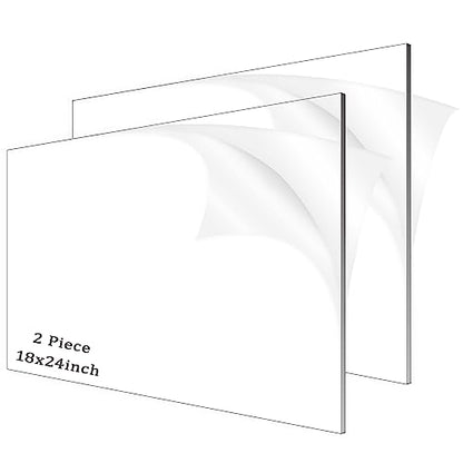 2 Pieces 1/8" Thick (3mm) Acrylic Sheets, Plexiglass Sheets, Clear Cast Plexiglass 18”x 24” with Protective Paper for Signs DIY Display Projects,Craft,Photo Frames - size: 2 piece 18'' * 24'' 3mm
