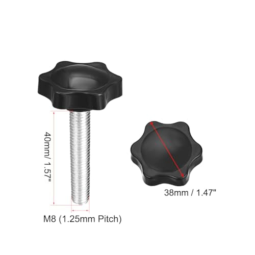 uxcell Clamping Screw Knob, 38mm Dia Plum Hex Shaped Grips Star Knob M8 x 40mm Male Thread, 2pcs - size: M8x40mm