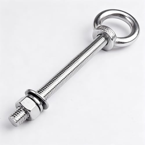 10 Pack M10 x 100mm Threaded Eyebolts with Nuts Washers,Stainless Steel Marine Grade Shoulder Eye Bolt,Eyebolts for DIY, Furniture,Swing, and Outdoor Use (M10 x 100mm) - size: M10 x 100mm